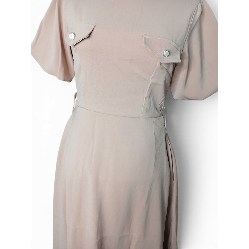 DHP Blush Pink Midi Dress Women's S Short Sleeve Fit & Flare New With Tags - Picture 2 of 9